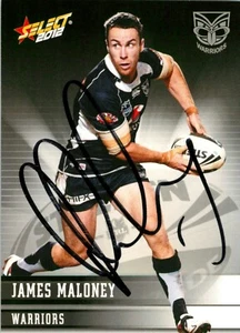 ✺Signed✺ 2012 NEW ZEALAND WARRIORS NRL Card JAMES MALONEY - Picture 1 of 2