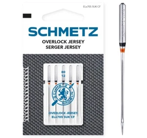 5 Schmetz Overlocknadeln Jersey ELx705 SUK CF Stärke 80/12 mit Flachkolben - Bild 1 von 1