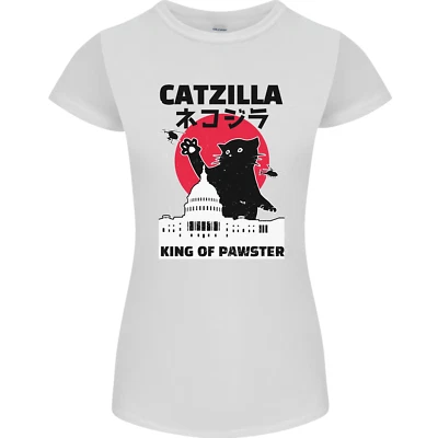 Catzilla Funny Cat Parody Womens Petite Cut T-Shirt - Image 1 of 4