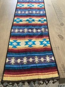 Southwestern Stil Fransen Schal oder Tischläufer 12”x72” Blau/Gelb/Multi - Bild 1 von 2