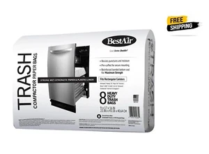 BestAir Heavy Duty Paper Trash Compactor Bags, Pre-Cuffed, 8 Bags - Picture 1 of 2