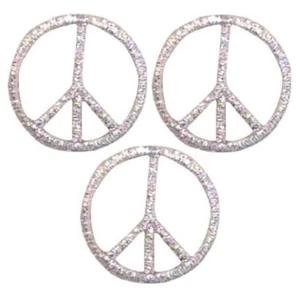 Mini Peace Sign Patch Applique - Metallic Silver Embroidered Badge 1" (3-Pack) - Picture 1 of 1