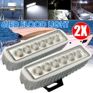 2X 12V Universal LED Flood Work Light Bar Lamp Marine Boat Yacht Truck Offroad - Picture 1 of 10