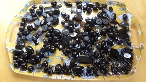 Job Lot Black Chunky and mixed recycled beads 820g All in Good condition - Picture 1 of 7