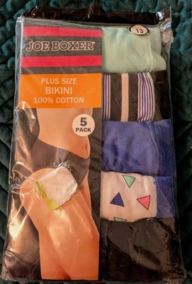 Joe Boxer Vintage Para Mujer Talla Grande 13 Bikini Bragas Ropa Interior Paquete de 5 NUEVO NOS Foto 1 de 4
