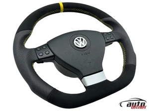 Lenkrad Leder Alcantara Vw Golf 5 1K Plus Multifunktion DSG ABGEFLACHT Airbag - Bild 1 von 10