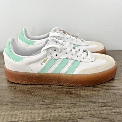 Adidas Kids' Sambae J Shoes, Style# JQ1314  Cloud White/Clear Mint Size 6.5 — 第 1/4 张图片