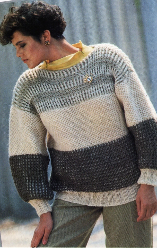 ~ Jaeger Knitting Pattern For Lady's Gorgeous Colourblock Sweater ~ 32" ~ 38" ~ - Image 1 of 1