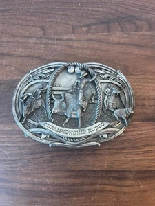 Vintage 1986 Championship Rodeo Large Belt Buckle Bergamot Brass Works - Picture 1 of 6