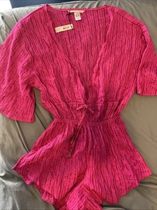 VICTORIAS SECRET FUCHSIA PINK Size Small SEXY Cover Up ROMPER One Piece NEW - Picture 1 of 5