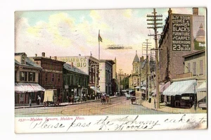 Cartolina ricordo Co. Malden Square scena di strada pubblicità commerciale 1908 - Foto 1 di 2