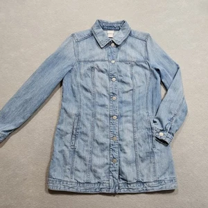 Chicos längliche Jeansjacke Damen 4/6 blau helle Waschung Denim Taschen lang - Bild 1 von 10