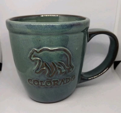 Колорадо зеленый крапчатый коричневый выбитый медведь чай кофейная кружка 16 унций. (379) - Изображение 1 из 4