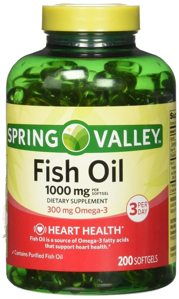 Spring Valley All Natural Fish Oil Heart Health 1000 Mg/300 Mg Omega-3 200 So... - Image 1 of 1