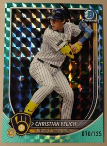 Christian Yelich 070/125 2025 Bowman Chrome Aqua Geometric Milwaukee Brewers #70 - Picture 1 of 2