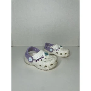 CROCS Frozen White Purple Toddler Size 6 - Picture 1 of 8