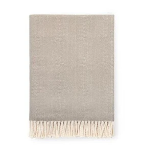 SFERRA Herringbone Celine throw- 100% cotton Taupe - Picture 1 of 2