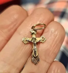 585 14ct Rose Gold Orthodox Christian Cross Pendant. 0.78g. V - Picture 1 of 9