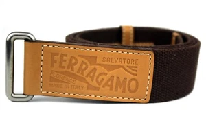 SALVATORE FERRAGAMO Brown Canvas Waist Belt Men Accessories Good Italy - Picture 1 of 18