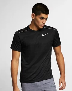 NWT Nike Dri-Fit Miler Men's Running Reflective Shirt Black Sizes AJ7565-010 - Picture 1 of 4