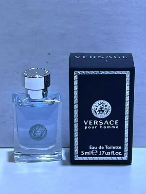 Mini botella Versace Pour Homme para hombre 0,17 OZ 5 ML EAU DE TOILETTE Splash nueva Foto 1 de 4