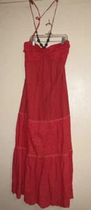 Maxi Halter Vestido FLYING TOMATO S rojo con ojales en niveles espalda ahumada - Imagen 1 de 15