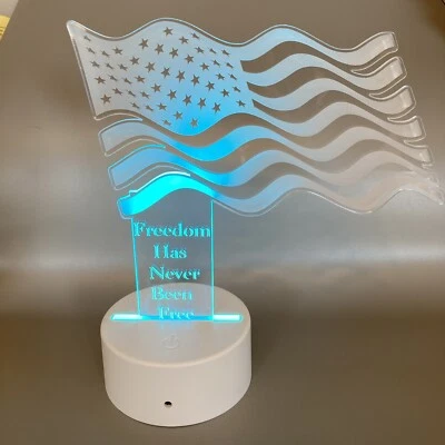 Flag Patriotic Gift Custom Made Color Changing LED Night Light Lamp With Remote - Image 1 of 4