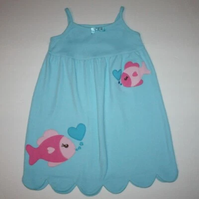 Gymboree Under The Sea Ropa de Dormir Niña Azul Vestido de Dormir con Pez Rosa talla 3-4 Foto 1 de 3