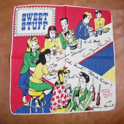 Tom Lamb Party Line, Sweet Stuff винтажные носовые платки 1950 - Изображение 1 из 4