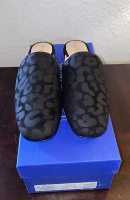 Stuart Weitzman 动物印花 Mulearky Mules Slides 黑色麂皮绒 5.5 M 码 — 第 1/3 张图片
