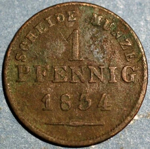 German States SAXE-COBURG-GOTHA 1 Pfennig 1834 KM# 52 - Picture 1 of 2