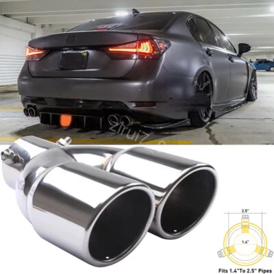 For Lexus GS F 2.5 Inlet Rear Car Dual Exhaust Muffler Tip Tail Pipe Steel - Image 1 of 4