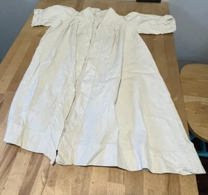 Antique 1890's Victorian Girls Dress Thick Canvas Fabric Ivory Embellished - Picture 1 of 16