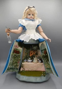 OOAK 15" Alice in Wonderland Porcelain Doll w 1:12 Tea Party Dollhouse Diorama - Picture 1 of 22