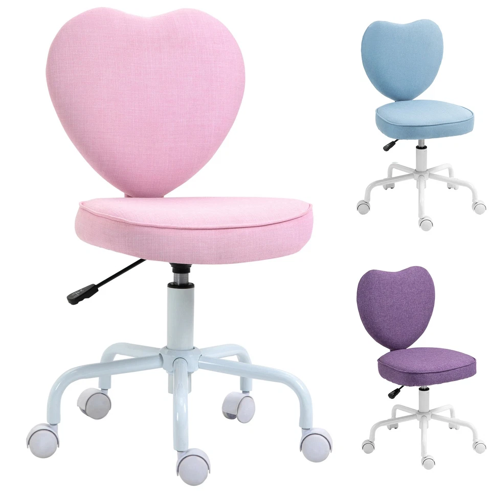 HOMCOM Sedia per Scrivania Cameretta a Forma di Cuore con 5 Rotelle Girevoli - Immagine 1 di 1