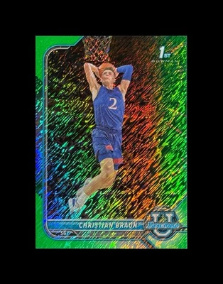 2021-22 Bowman University - Christian Braun #6 Green Shimmer Refractor /99 (RC) - Image 1 of 2