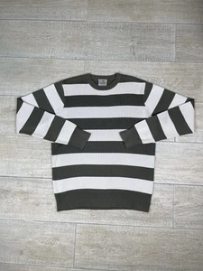 Suéter Jersey Carhartt Tejido Rayas Logo Bordado Verde Blanco Talla Pequeña - Imagen 1 de 8