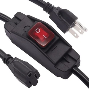 TWTADE 3-poliges Verlängerungskabel mit Inline-Schalter Ein/Aus 14 AWG 1,5 FUSS schwarz - Bild 1 von 6