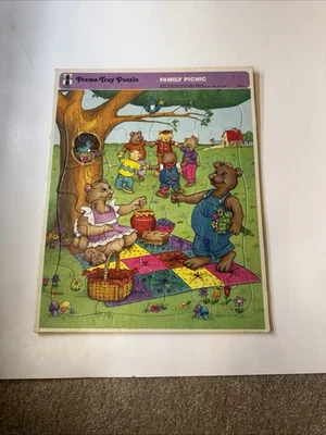 Rompecabezas bandeja marco niños Rainbow Works 1989 picnic familiar vintage  Foto 1 de 4