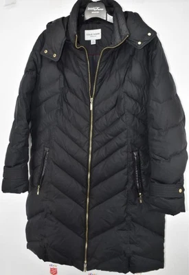 Cole Haan Signature XL Women's Full Zip Black Long Puffer Hooded Coat (0542K) - Image 1 of 4
