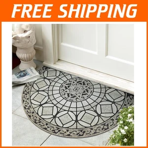 Machine Washable Grey and Navy Welcome Doormat - Non-Slip Rug for Entrance - Picture 1 of 9