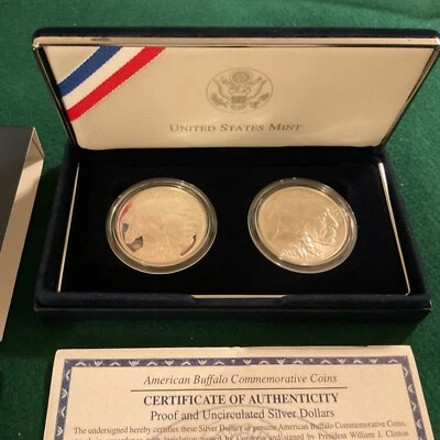 2001 SMITHSONIAN AMERICAN BUFFALO SILVER COMMEMORATIVE 2 COIN SET W/ OGP & COA - Image 1 of 4