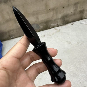 1pc Natural obsidian Quartz carved Crystal knife skull healing Reiki - Picture 1 of 9