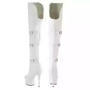 Delight 3018 White Vegan Leather OTK Over the Knee Platform Thigh Boots - Picture 1 of 8