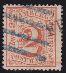 == AD Hamburg Mi. 13 Gest. Sello de cuatro trazos, cat. 30€ == - Imagen 1 de 2