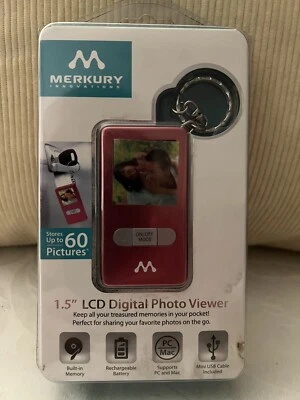New Merkury Innovations 1.5" LCD Digital Photo Viewer Portable Keychain PINK - Image 1 of 3