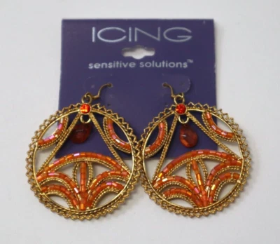 PENDIENTES SBOT Naranja Cuentas Oro Declaración Sensible Cuelga Glaseado Joyería Claire's Foto 1 de 4