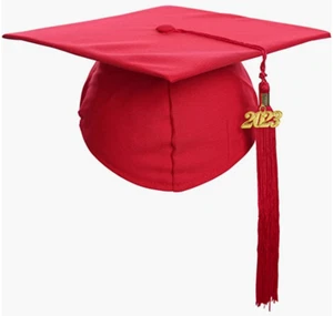 Unisex Matte Graduation Cap with 2025 Tassel for High School & Bachelor, Red - Picture 1 of 5