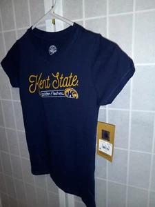 NeW ~ Youth Girl's KENT STATE V-neck T-Shirt YTH (7-8), Navy "Golden Flash" - Picture 1 of 6