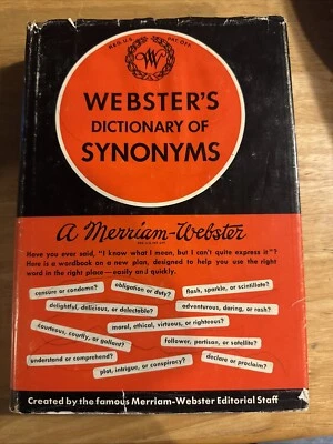 Webster's Dictionary of Synonyms - 1951 HC/DJ - Merriam-Webster - VG+ - Image 1 of 4